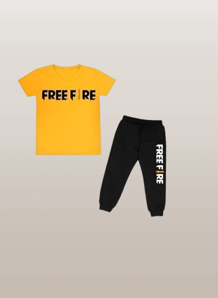 Kids Printed Yellow Black Tracksuit