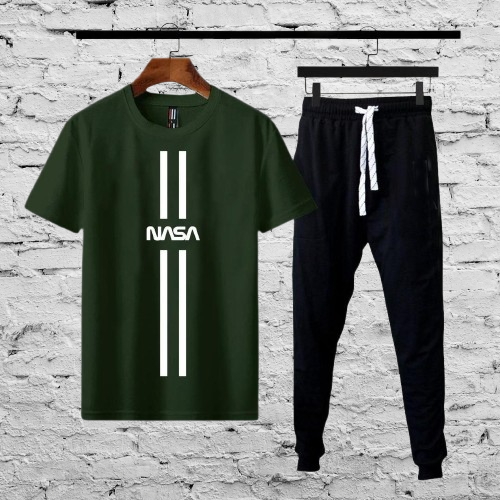 Printed Green Black Tracksuit - Cotton