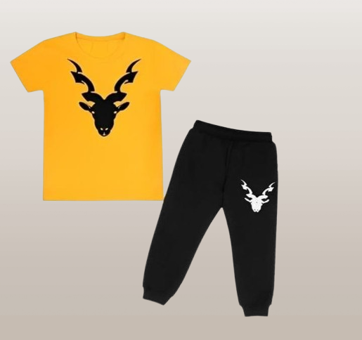 Kids Yellow Black Tracksuit - Printed