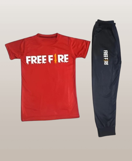 Kids Printed Red Black Tracksuit